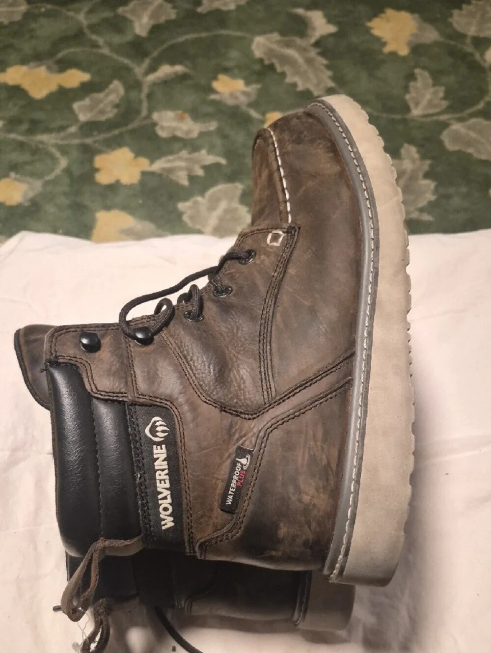 Wolverine Men's Dark Brown Leather Moc Toe Work Boots
